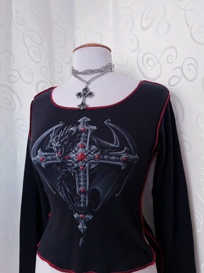 Spiral Direct iconic dragon cross top with red stitching details 🐉❤️