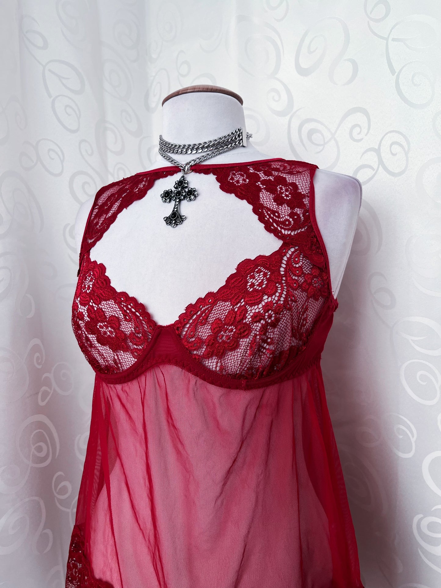 Ethereal hot red mesh bustier top ❤️🕷️