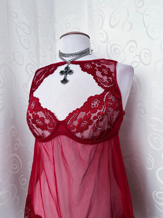 Ethereal hot red mesh bustier top ❤️🕷️