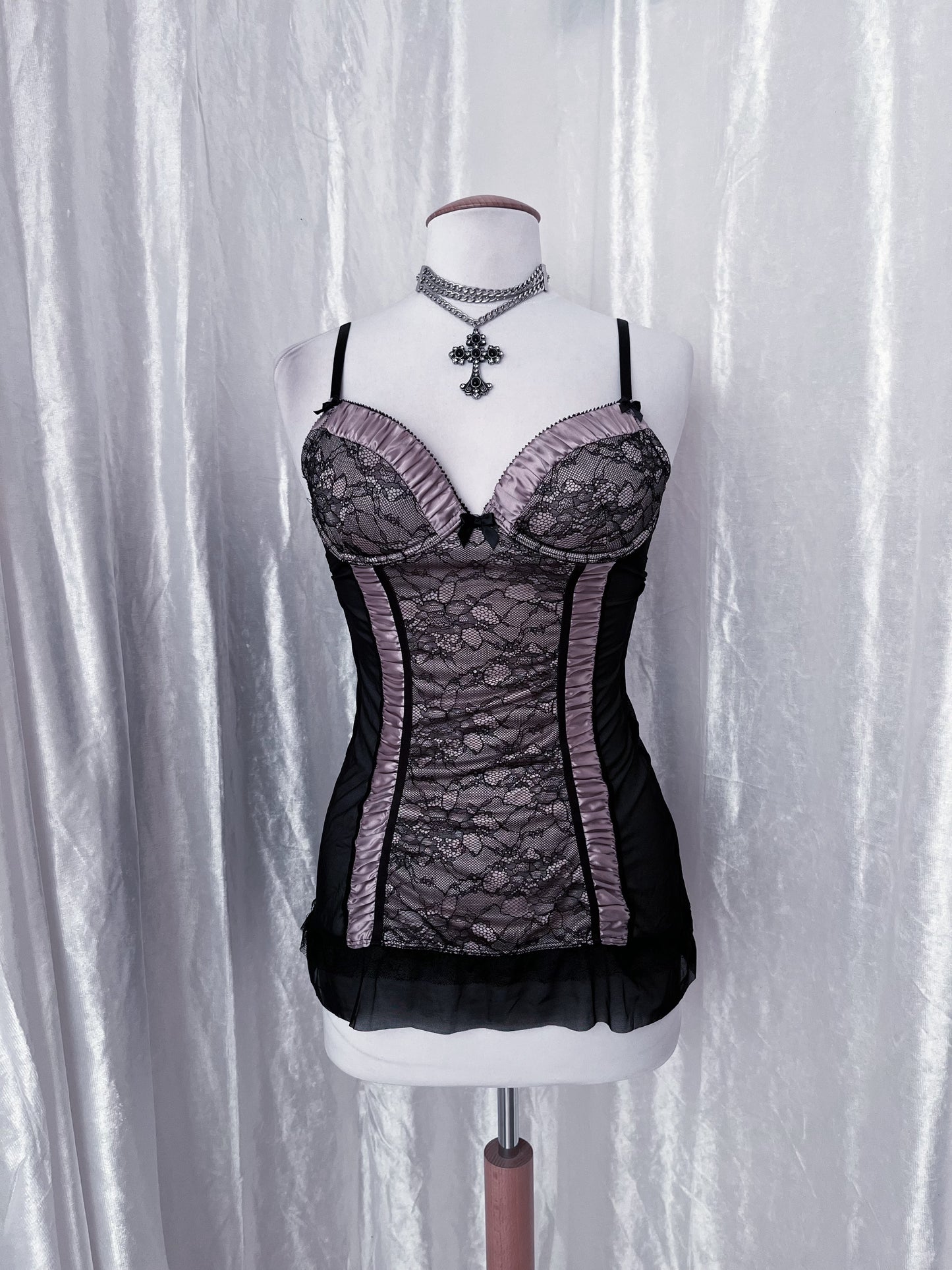 Whimsy silver mesh babydoll bustier 🫧🎀