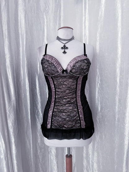 Whimsy silver mesh babydoll bustier 🫧🎀