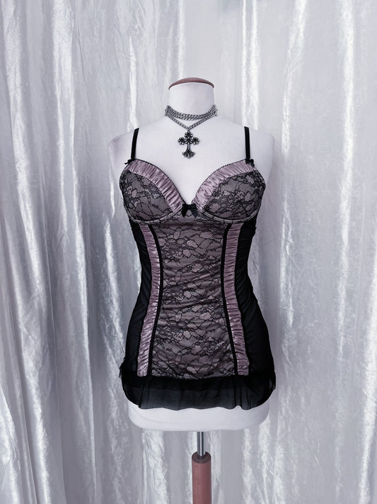 Whimsy silver mesh babydoll bustier 🫧🎀