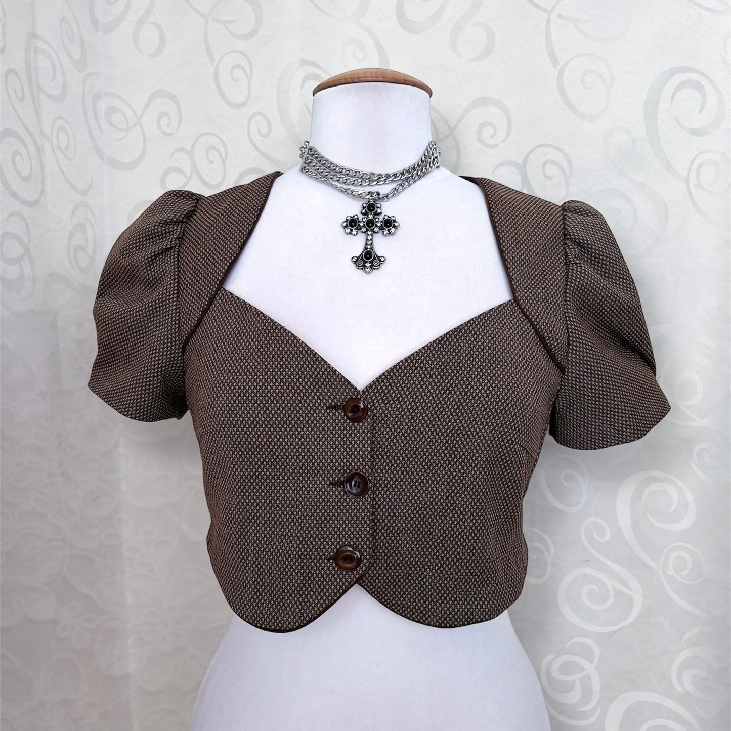 Miss Selfridge dark academia coquette vest top with puffy sleeves 🐌📖