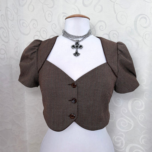 Miss Selfridge dark academia coquette vest top with puffy sleeves 🐌📖