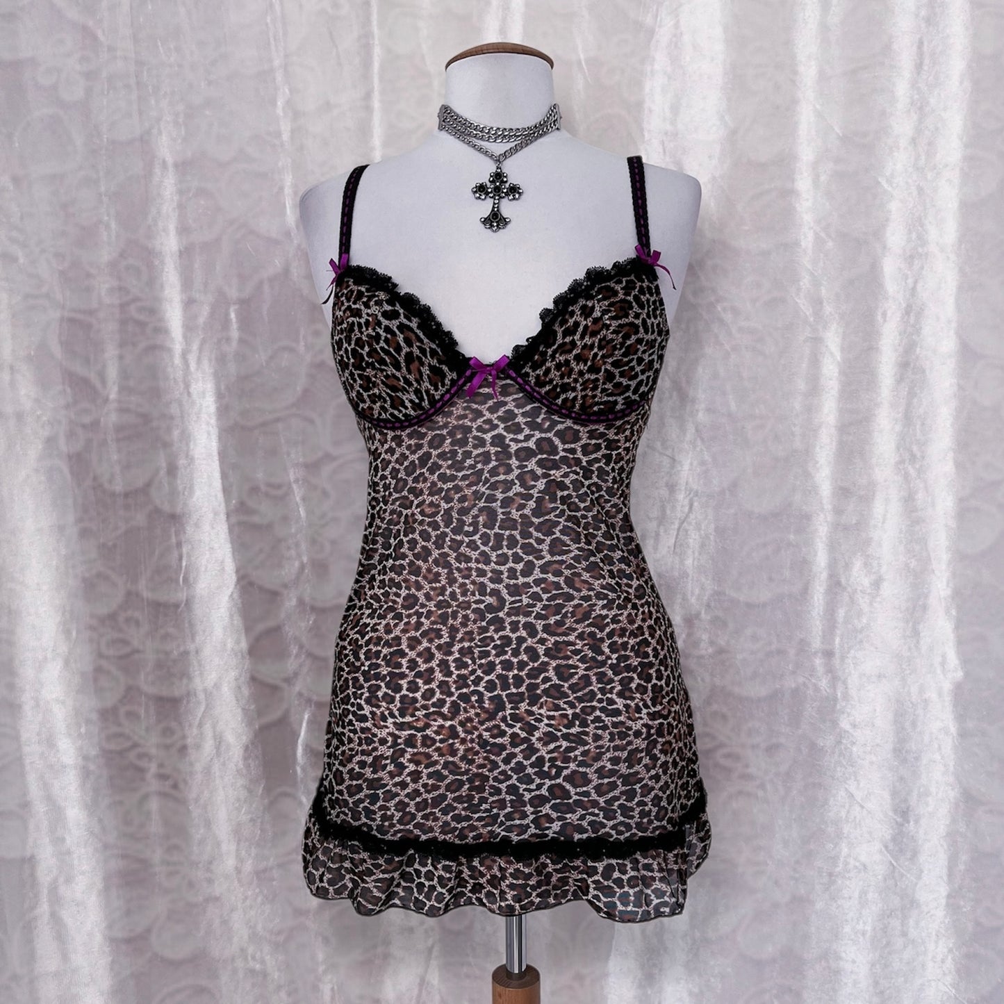 Leopard print mesh babydoll 🐆🎀