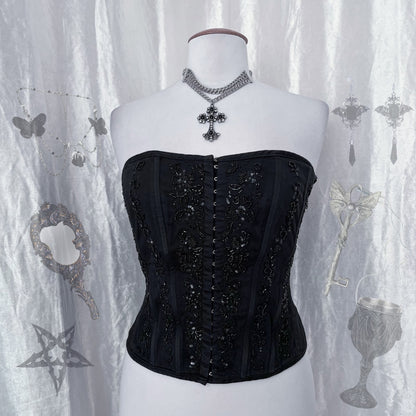 Dark fairy cotton embroidered corset 🧚🏻
