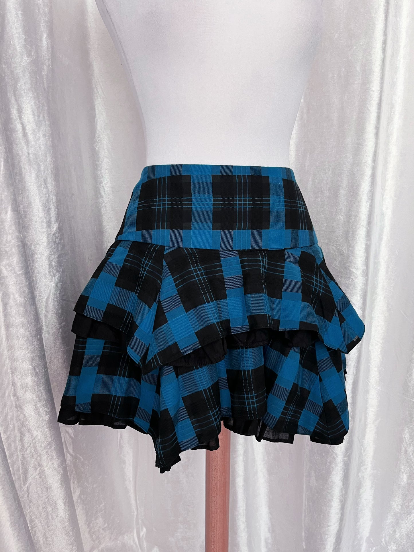 Alt plaid teal skirt 💙🖤