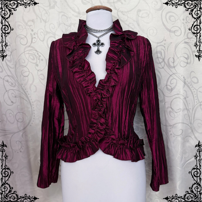 00’s Whimsygoth vampire burgundy ruffle shirt 🫀