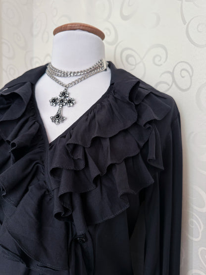 Gothic Victorian/Jfashion style black ruffle shirt 🦇