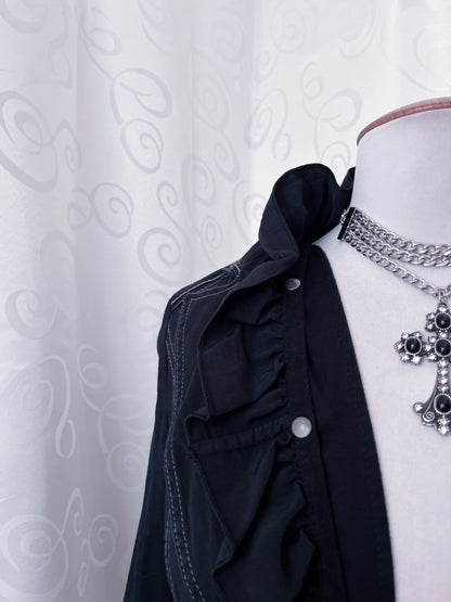 00’s Gothic/Jirai Kei style ruffle cotton jacket 🦇🕷️