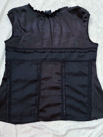 Dark coquette / Horror Protagonist black & brown saten top 🎀🗝️
