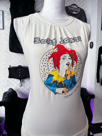 00’s Denny Rose Sexy Joker cut-out top with sequin detail 🃏