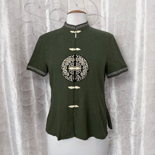 Chinese Qipao/Cheongsam khaki top 💚🐍