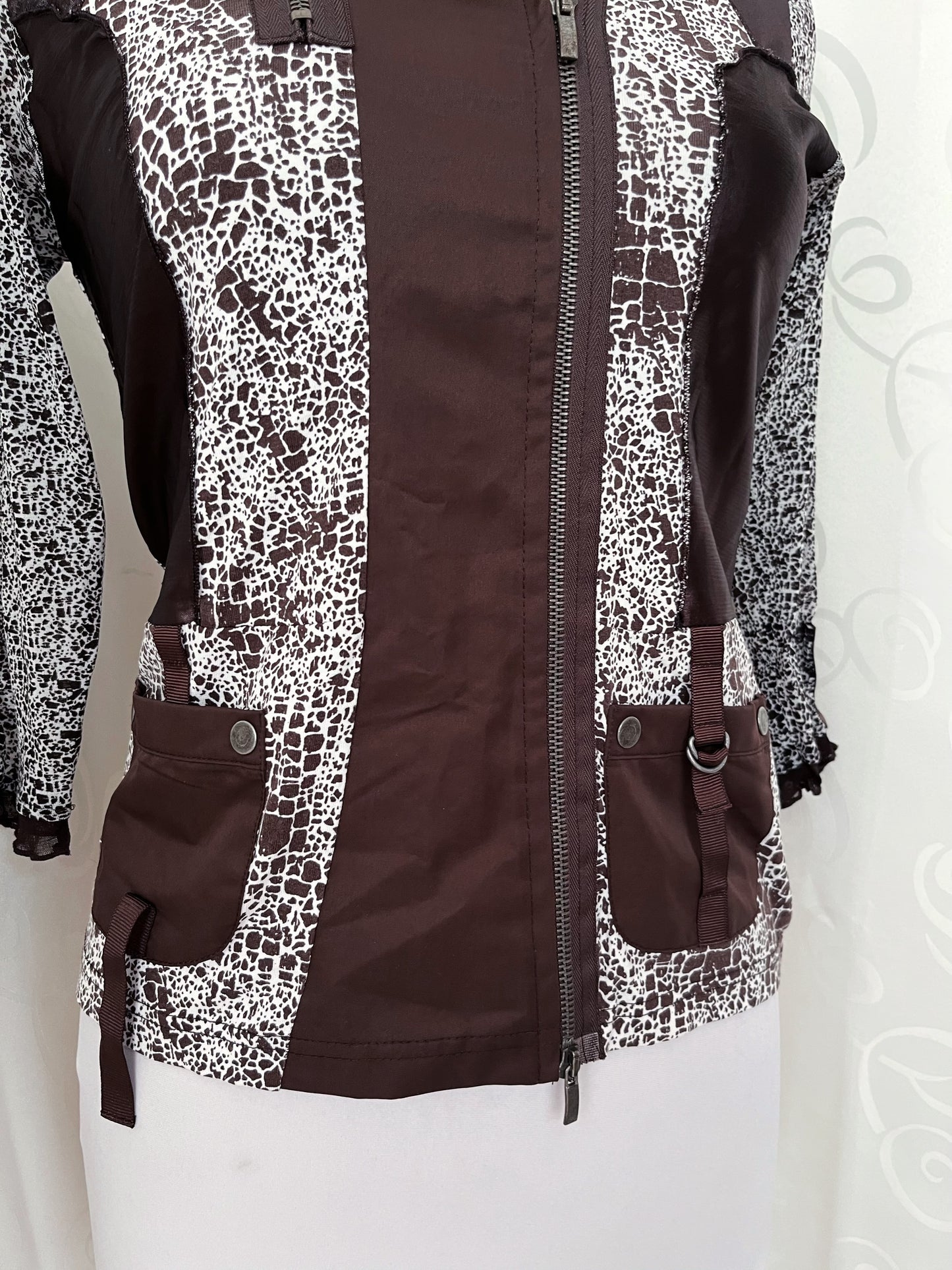 00’s iconic double zipper animal print x cowboy style mesh shirt 🧲🐴