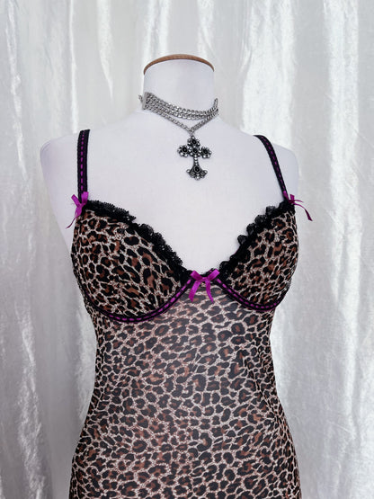 Leopard print mesh babydoll 🐆🎀