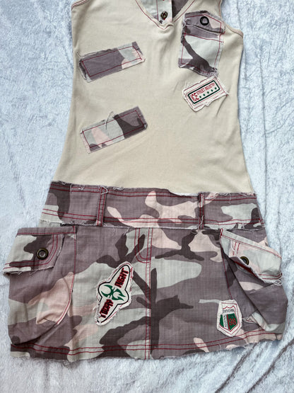 00’s/Y2K beige dress with denim details ✨