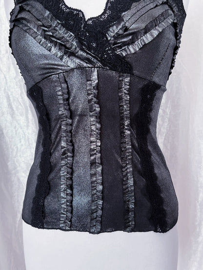 Dark coquette / Gothic silver top 🕸️🩶