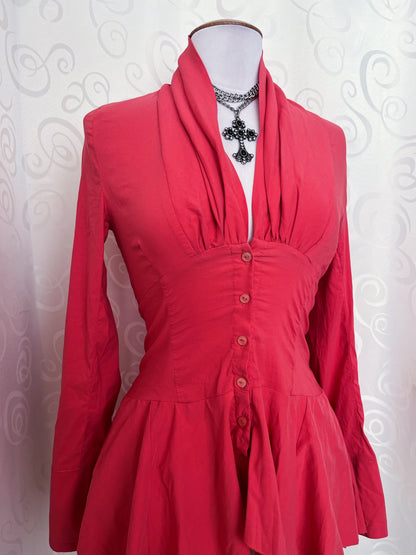 00’s victorian/theatrical style coral shirt ❤️🕷️