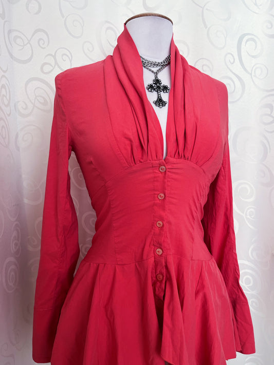 00’s victorian/theatrical style coral shirt ❤️🕷️
