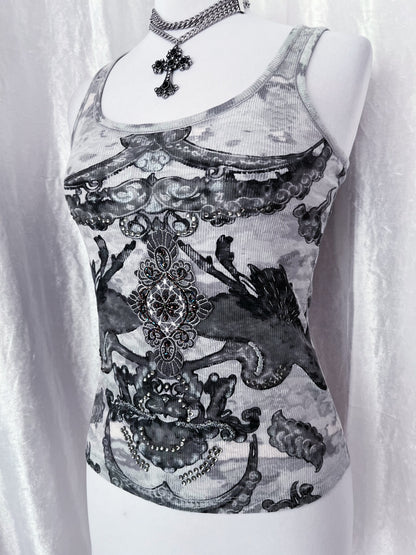 Y2K style graphic & beaded tank top ✨