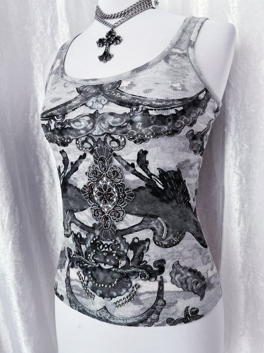 Y2K style graphic & beaded tank top ✨