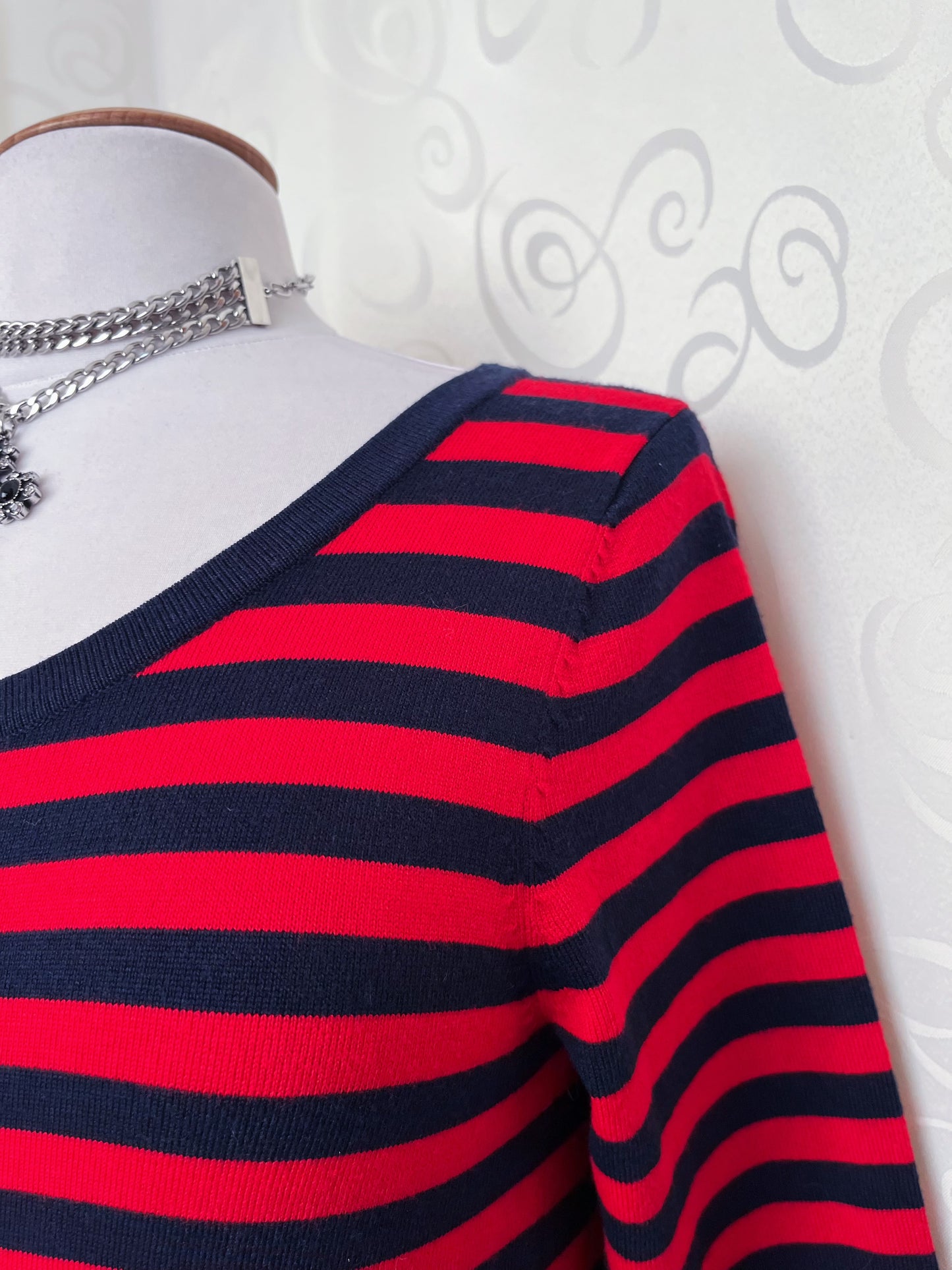 Emo style navy & red striped dress ❤️💙