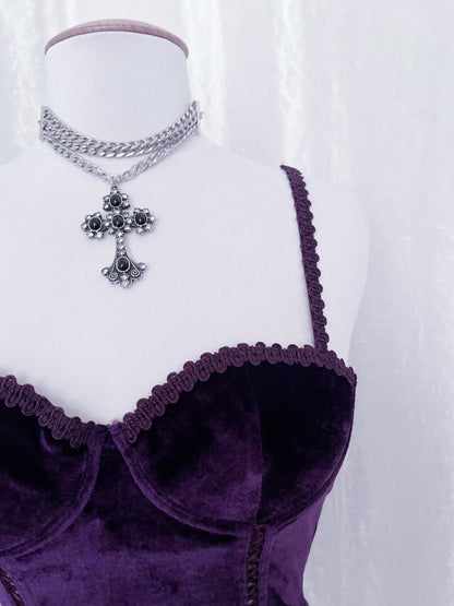 Gothic dark purple velvet corset 💜🧚🏻