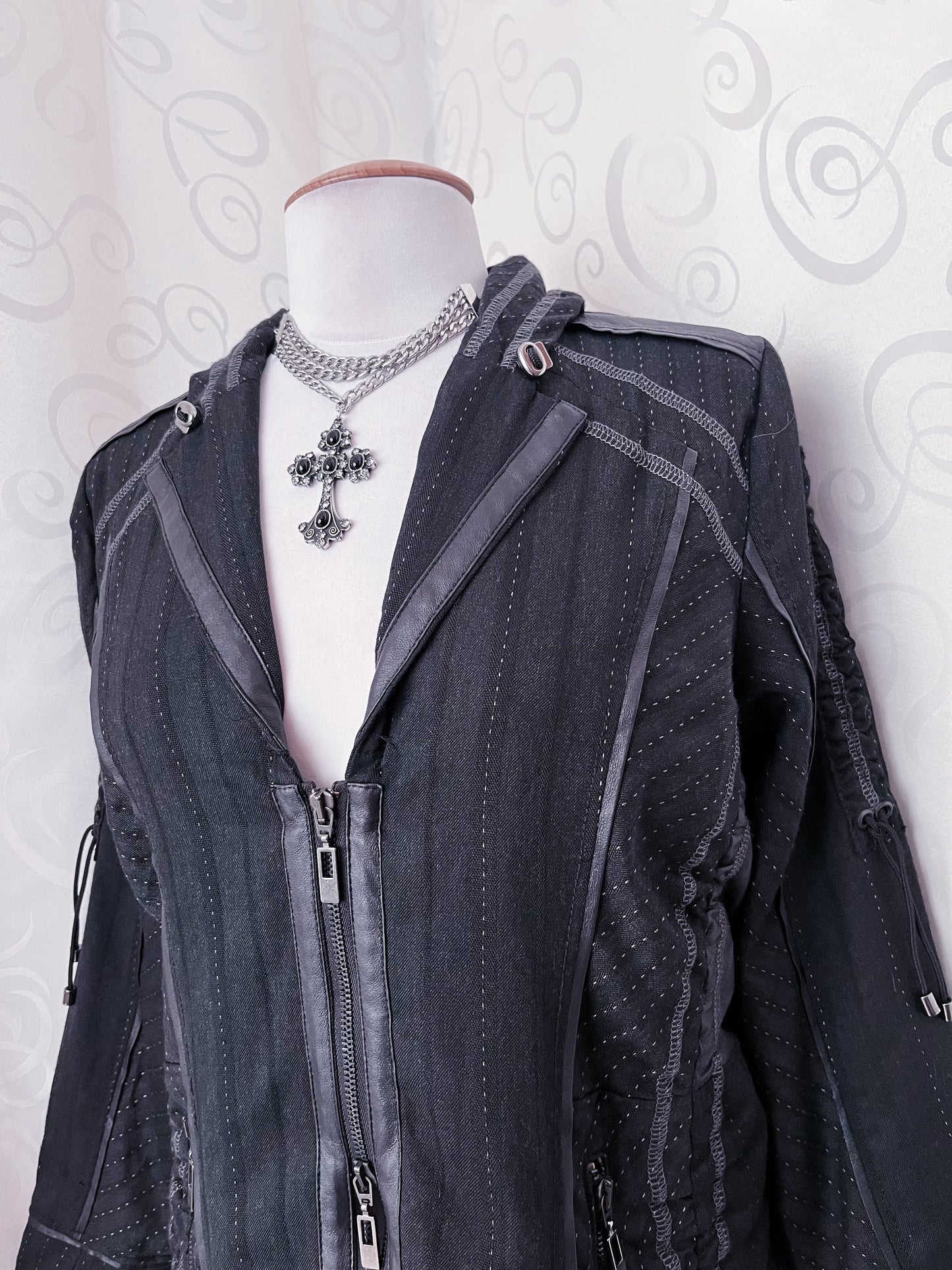 00’s Gothic patchwork zip-up jacket 🕸️🦇