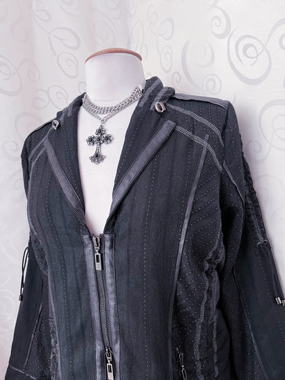 00’s Gothic patchwork zip-up jacket 🕸️🦇
