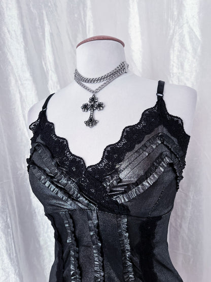 Dark coquette / Gothic silver top 🕸️🩶