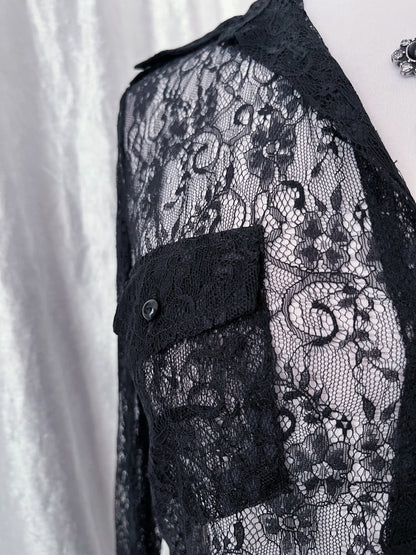 Gothic spiral lace shirt 🌀🦇