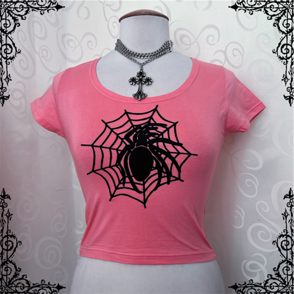 00’s Deadstock spider pink baby tee 🕷️🕸️
