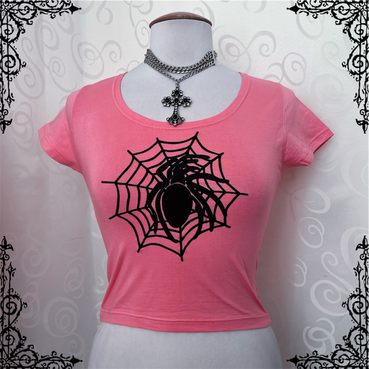 00’s Deadstock spider pink baby tee 🕷️🕸️