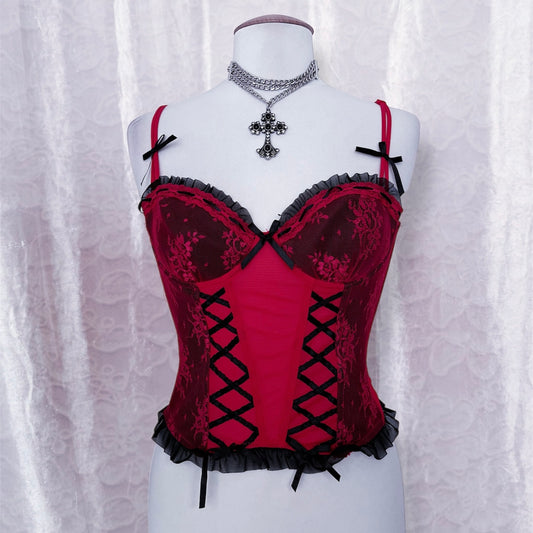 Vampire fairy red corset top 🧚🏽‍♀️
