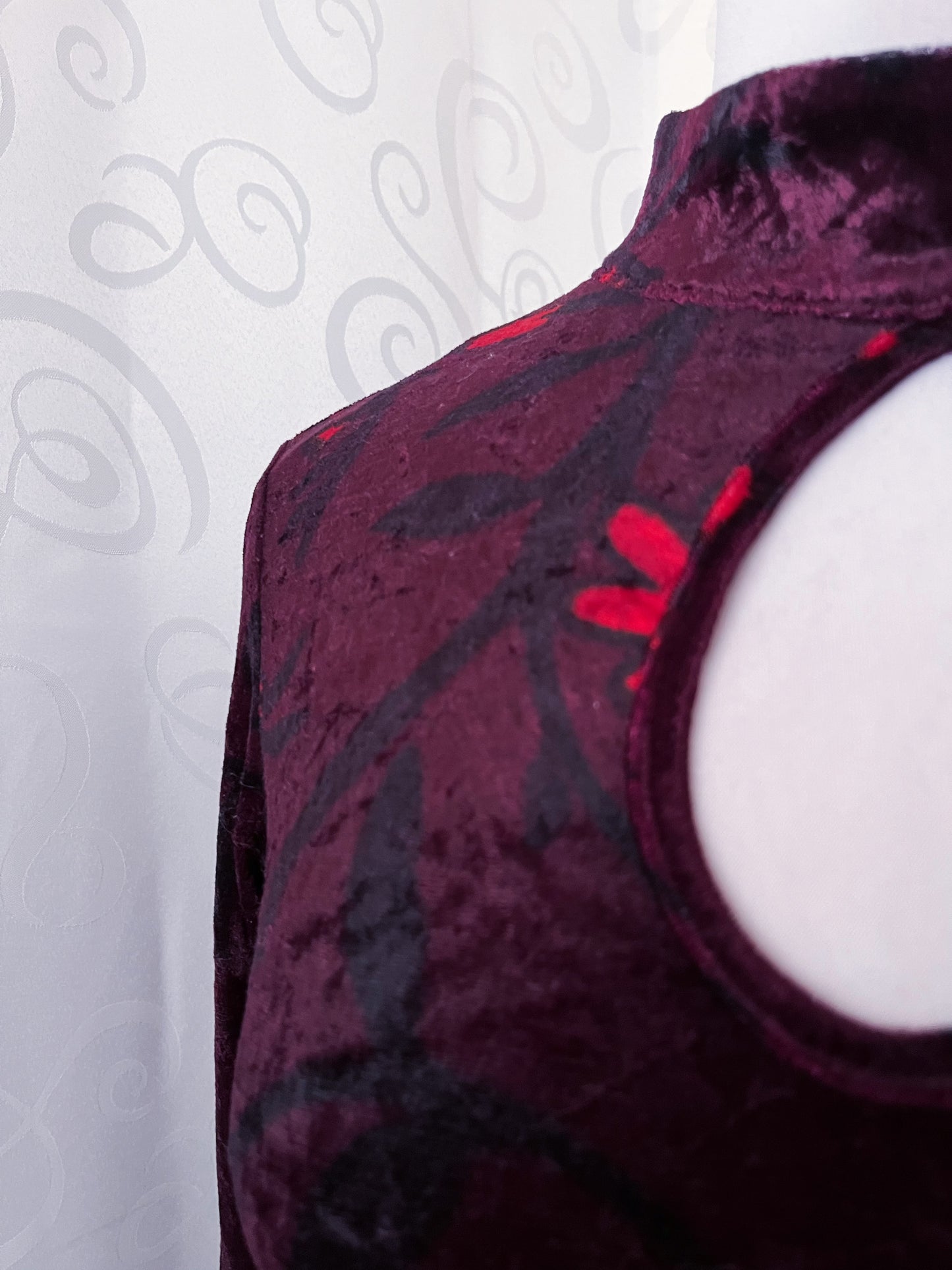 00’s Asian Style/Qipao velvet floral dress❤️🌺