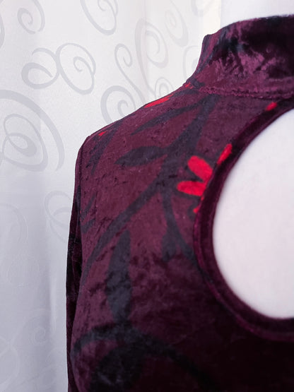 00’s Asian Style/Qipao velvet floral dress❤️🌺
