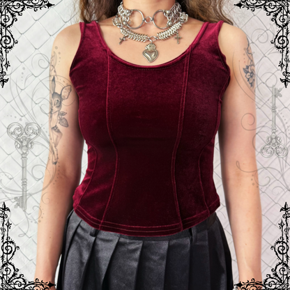 00’s whimsygoth velvet burgundy top 🌀✨