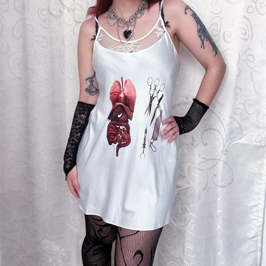 Carve me up REWORKED white nightgown 💉🔪🫀🫁