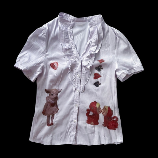 Ace of Hearts Reworked gothic ruffle shirt ♠️♦️