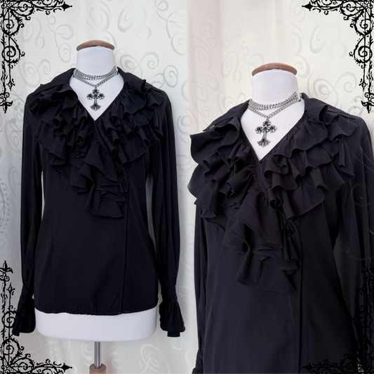 Gothic Victorian/Jfashion style black ruffle shirt 🦇