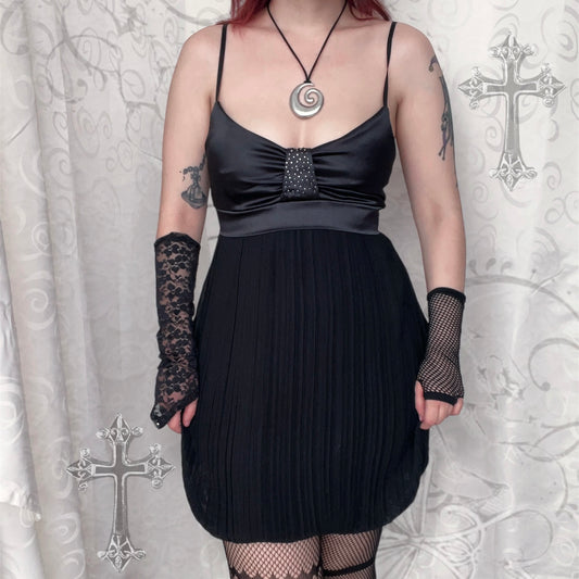 00’s deadstock black balloon mesh dress 🦇