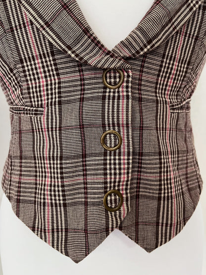 00’s brown plaid vest 📓📖