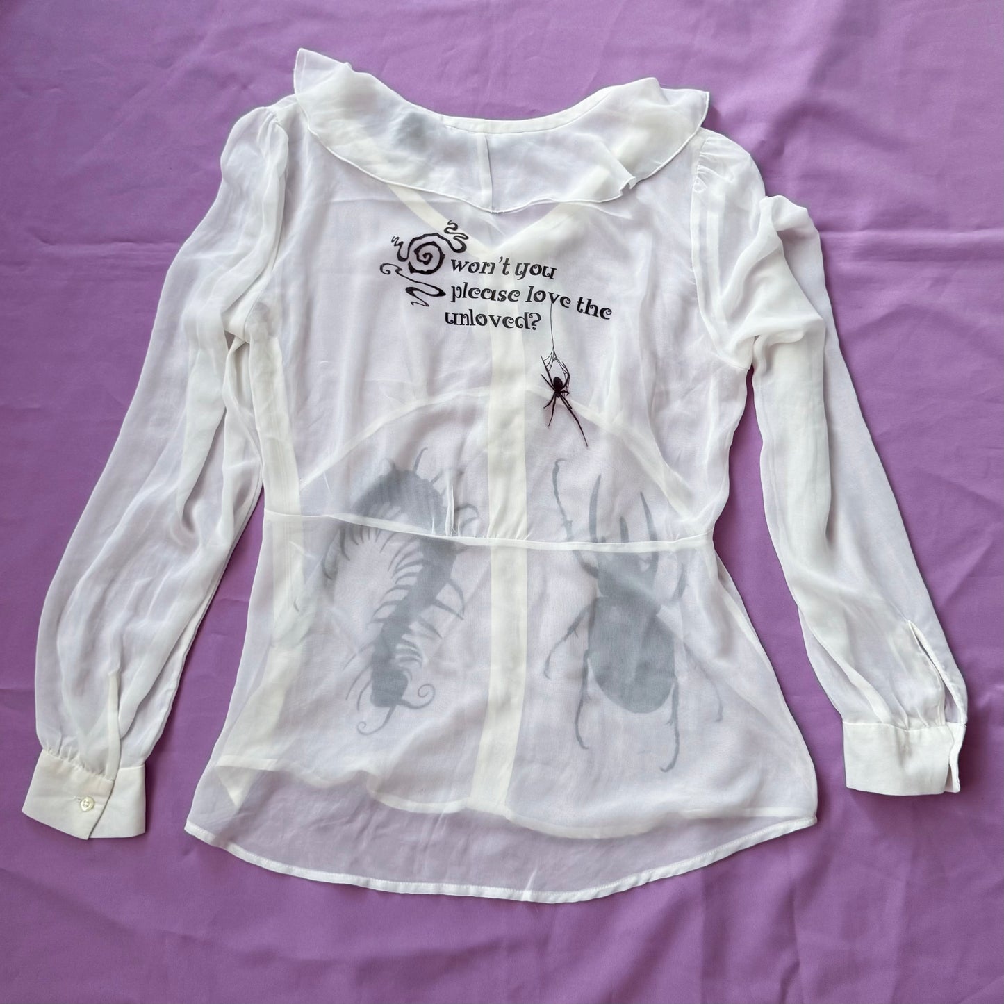 REWORKED whimsy Loved the Unloved see-through ruffle top🐛🪲