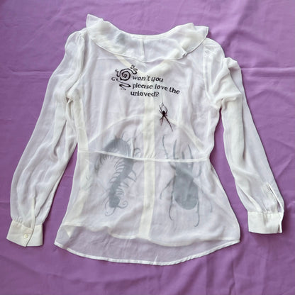 REWORKED whimsy Loved the Unloved see-through ruffle top🐛🪲