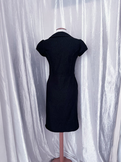 Orsay dark coquette denim dress with puff sleeves 🦋