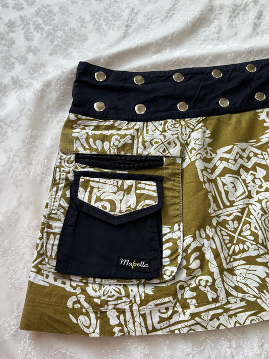 Wrap around double-face mini cotton skirt