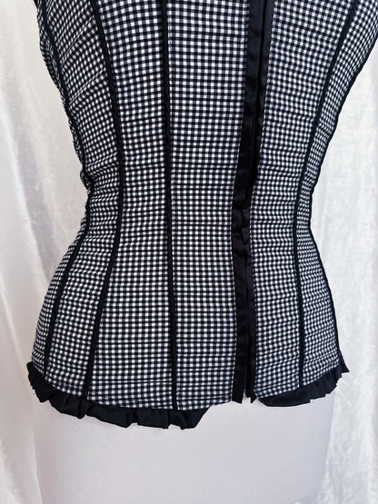 Dark coquette Milkmaid plaid cotton corset top 🧺🦇