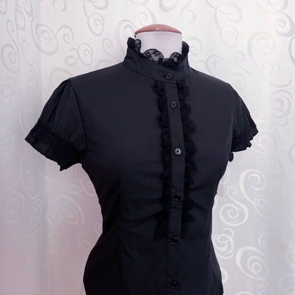 Dracula Gothic victorian style Short Sleeved Cotton Lace Blouse 🖤🦇