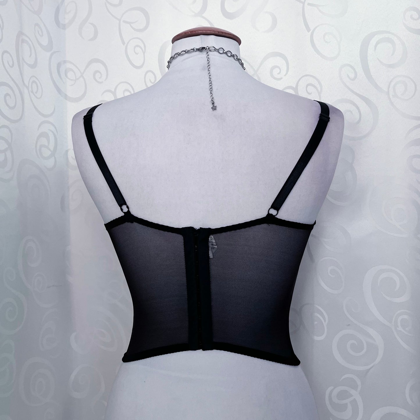 00's vampire black & burgundy mesh corset 🩸