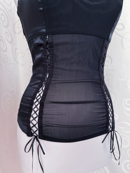 Gothic black lace-up corset top 🦇